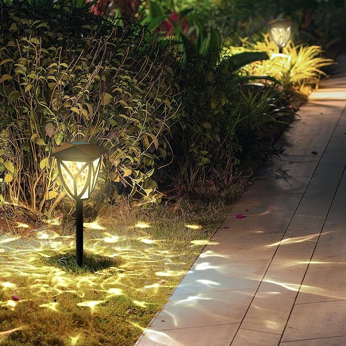 Ensenior 12-Pack Solar Lights Outdoor, 16.77" 3000K LED Solar Garden Lights for Pathway, Yard, Patio, Walkway | Lumora