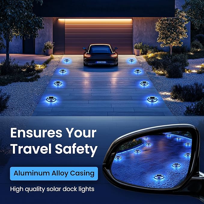 SOLPEX Solar Driveway Lights 12 Pack,Multi-Color Deck Light Outdoor IP68Waterproof,Solar Pathway Lights Outdoor for Dock,Sidewalk,Stair