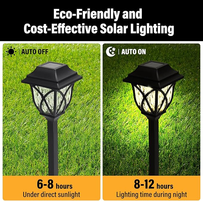 Solar Lights Outdoor Waterproof - Garden Powered for Yard, Driveway, and Pathway - Durable Stainless Steel Outdoor Solar Lights for Garden, Lawn, and Patio(Warm White,6Pack)
