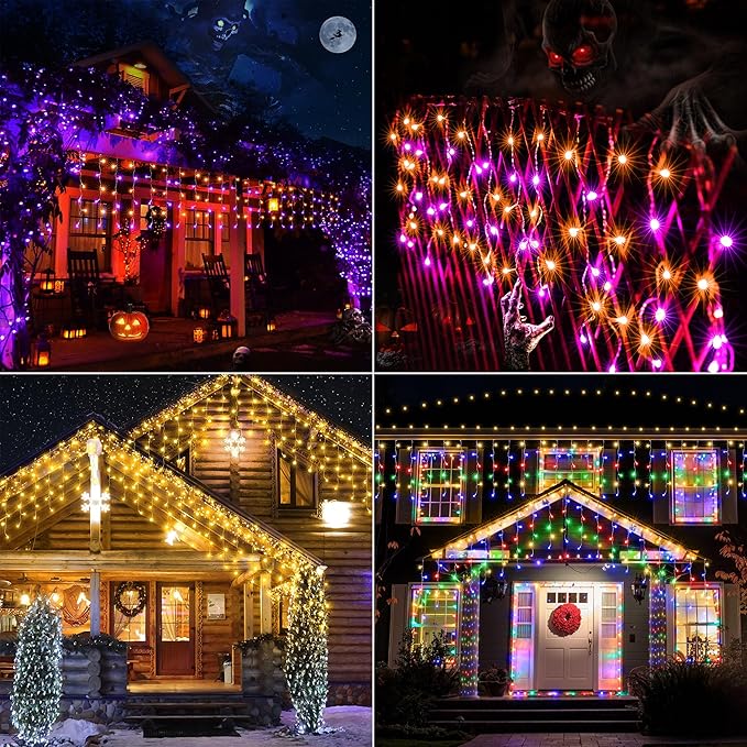 Joomer RGB Christmas Icicle Lights - 33FT Color Changing Outdoor String Lights with Remote Timer, Dripping Blood Effect for Haunted House, Roof, Eaves, Christmas Decor (Non-Connectable)
