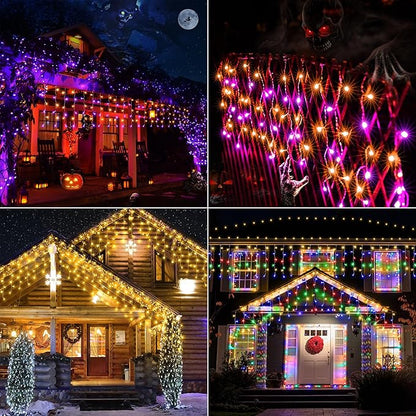 Joomer RGB Christmas Icicle Lights - 33FT Color Changing Outdoor String Lights with Remote Timer, Dripping Blood Effect for Haunted House, Roof, Eaves, Christmas Decor (Non-Connectable)