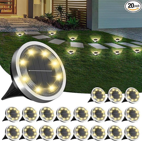 INCX Solar Ground Lights,20 Pack Solar Lights Outdoor Waterproof, Solar Garden Lights Landscape Lighting for Patio | Lumora