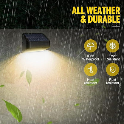 Brighter Solar Fence Lights,Solar Lights Outdoor Waterproof,Warm White and RGB 8 Colors,Dusk to Dawn Deck Light, Outdoor Lighting for Backyard/Railing/Wall/Step/Patio（12 Pack,Black）