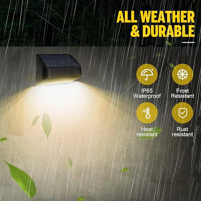Solar Lights Outdoor, RGB 8 Colors, Dusk to Dawn Deck Light, Solar Deck Lights for Outside IP65 Waterproof | Lumora