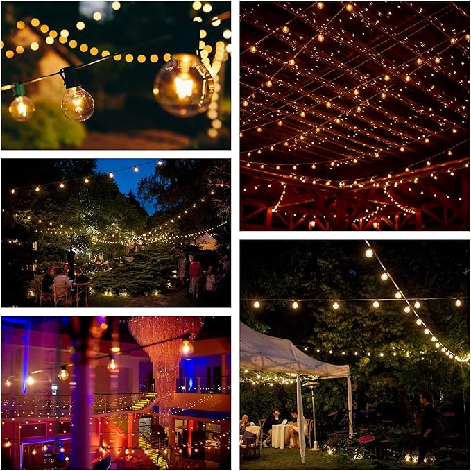 Hometown Evolution, Inc. 25’ G40 Globe String Lights Set with G40 Clear Bulbs and Black Wire (+ 1 Free Spare) for | Lumora