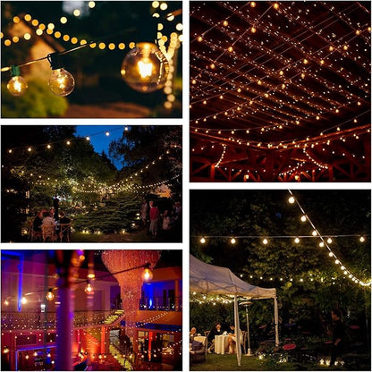 Hometown Evolution, Inc. 25’ G50 Globe Patio String Lights with Clear 2” Light Bulbs and Black Wire (+ 1 Free Spare)