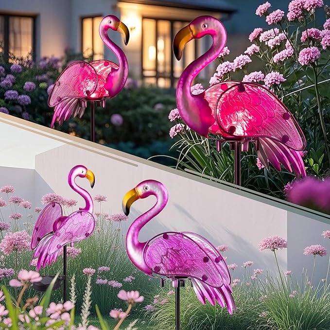 Solar Lights Outdoor,Flamingo Gifts for Women,Pink Flamingos for Yard Art Decor,Solar Metal Flamingo Lights | Lumora