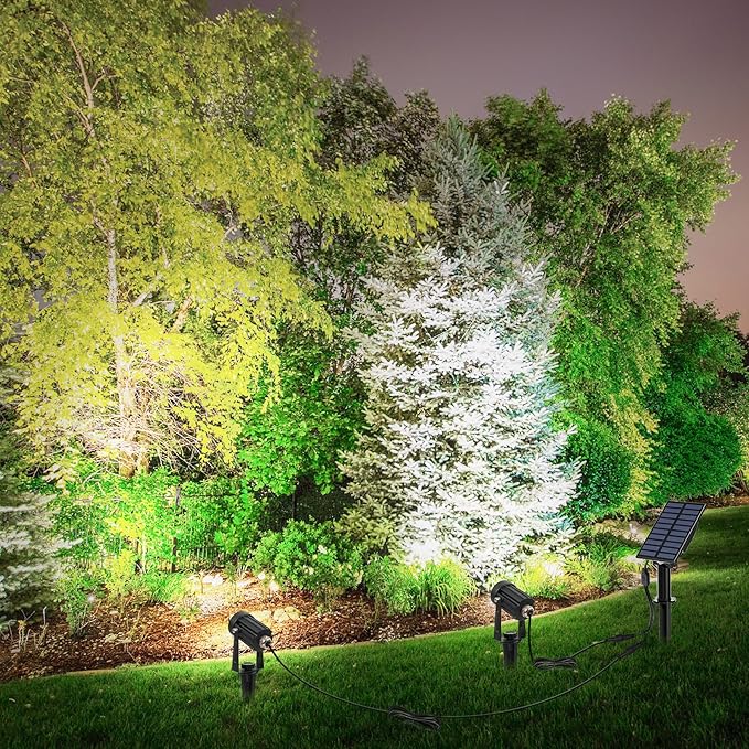 Solar Spot Lights Outdoor, 2-in-1 Solar Landscape Spotlights IP65 Waterproof 9.8ft Cable,Auto On/Off Outdoor Wall | Lumora