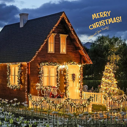 JMEXSUSS 168FT 600 LED Christmas Lights Outdoor Waterproof Clear Wire Indoor String Lights for Outside Warm White Christmas Tree Lights Plug in for Bedroom Wedding Party Valentines Decor