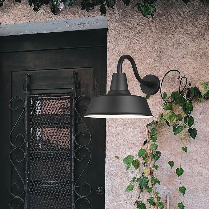Sea Gull Lighting 8737401-12 Barn Large One Light Outdoor Wall Lantern Outside Fixture, Black