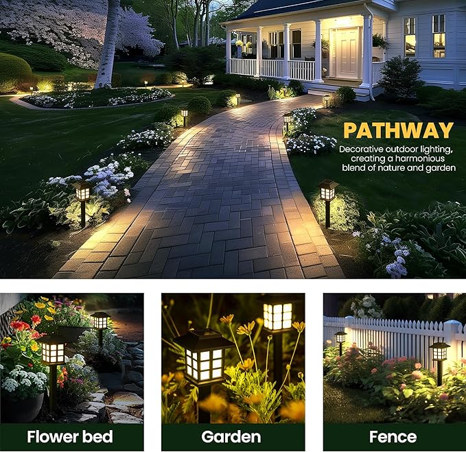 GIGALUMI Solar Outdoor Lights,12 Pack LED Solar Lights Outdoor Waterproof, Solar Walkway Lights Maintain 10 Hours | Lumora