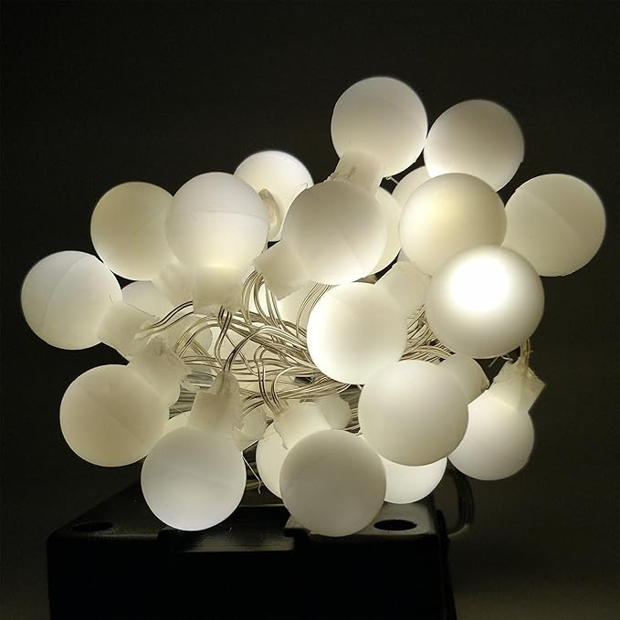 Hometown Evolution, Inc. Solar Powered LED Lights (30 LED, Solar White Ball - 8 Foot - Warm - Outdoor String Light | Lumora