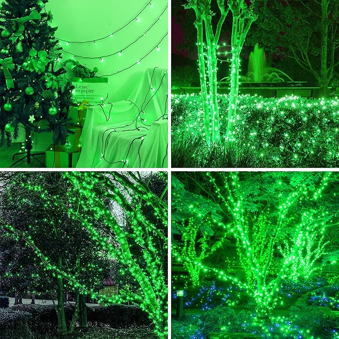 kemooie 500 LED Green St. Patrick's Day Lights, 164 FT 8 Lighting Mode with Memory Plug in Waterproof Fairy Lights, for Outdoor Birthday Christmas Wedding Party Garden Balcony Decorations (Green)