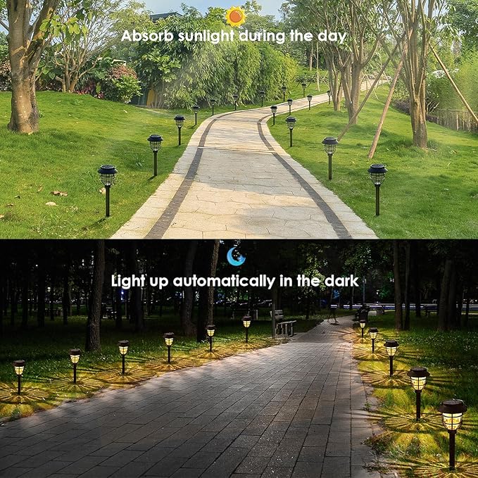 10 Pack Solar Pathway Lights Outdoor- Bright Solar Powered Garden Light with 3000K Warm LED, Auto On/Off Waterproof | Lumora