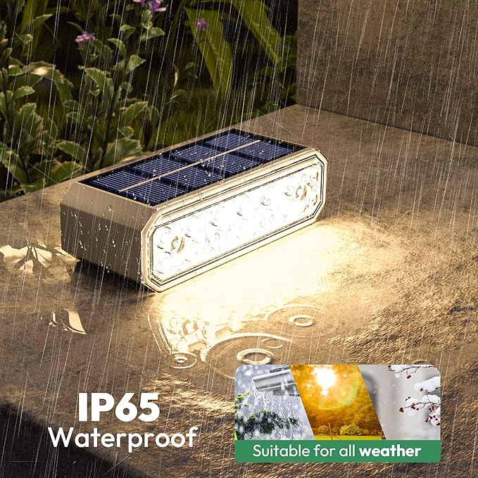 Solar Step Lights for Outside, 12 Pack Stair Lights Outdoor Waterproof IP65, 14 LED Warm White, Auto On/Off, Long-Lasting Solar Stair Lights for Patio, Porch, Walkway,Front Door Decor