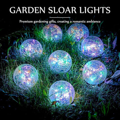 Honoson Decorative Solar Globe Lights Outdoor Waterproof LED Cracked Glass Ball Lights for Pathway, Walkway, Garden, Yard, Lawn Decoration(4 Pcs,3.9 Inch)