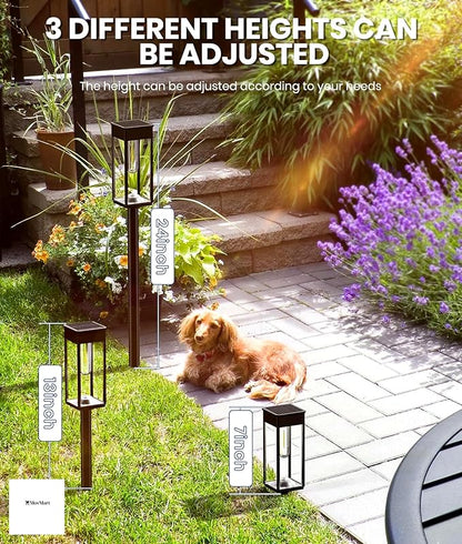 Solar Pathway Lights Outdoor, 4 Pack Solar Powered Garden Lights Waterproof IP65, Auto On/Off Outdoor Light for Lawn Patio Walkway Driveway Decor Landscape Lighting