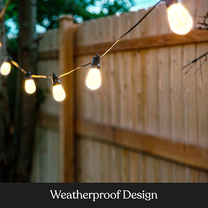Brightech Ambience Pro Solar Powered LED Outdoor String Lights - 27 Ft Commercial Waterproof Patio Lights with Flaming, Flickering Bulbs - Shatterproof String Lights for Your Halloween, Porch, Deck