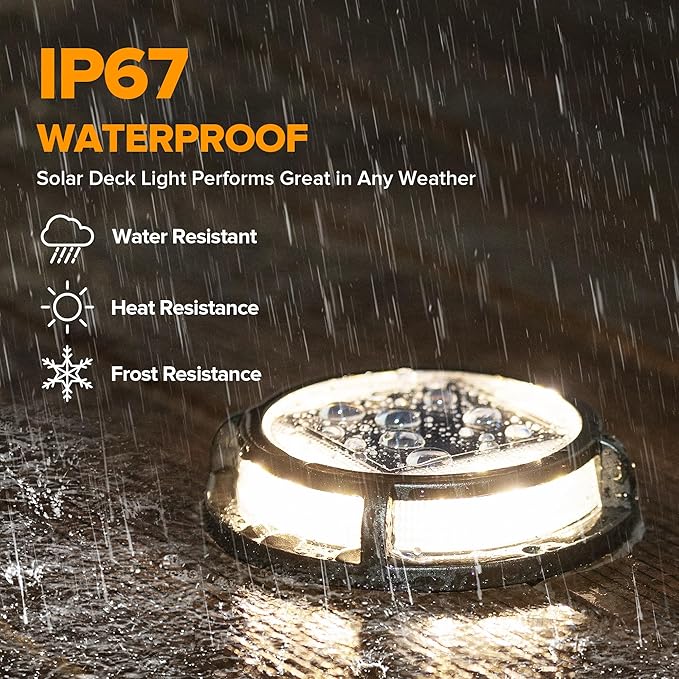 LUTEC 12 Pack Solar Driveway Lights, 12 LEDs IP67 Waterproof Outdoor Solar Dock Driveway Marker Lights for Step | Lumora