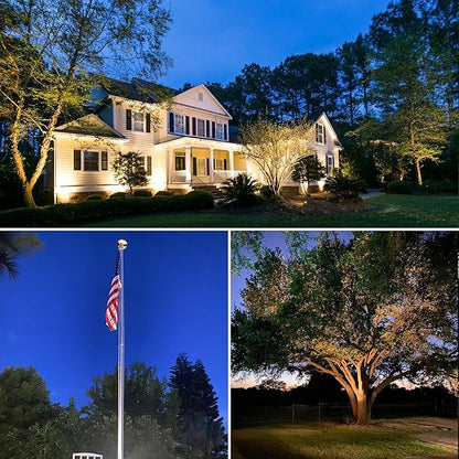 SUNVIE 40W Spot Lights Outdoor 120V LED Plug in Spotlight Outdoor 4000LM Ultra Bright Flag Pole Light 3000K Warm White Landscape Spotlights for Yard House Tree Lawn Signage, with Stake & 5.5FT Cord