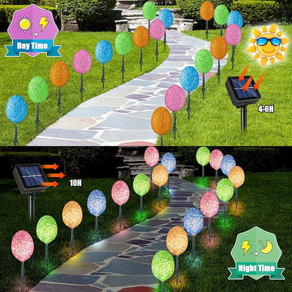 Enhon Solar Easter Egg Lights with Stake, 25FT 20LED Easter Egg Pathway Lights for Easter Outdoor Decorations, 8 Lighting Modes Pastel Easter Egg Lights Easter Stake Lights for Yard Garden Path Lawn