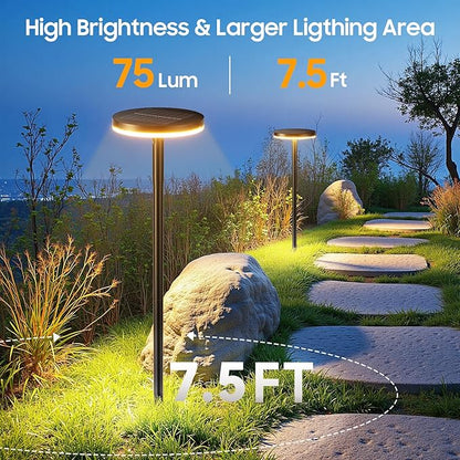 Tall Solar Pathway Lights Outdoor, 6 Pack 180° Adjustable Larger Head Solar Lights Outdoor Waterproof, Brighter Warm White/Cool White Garden Light for Yard Path Walkway Outside