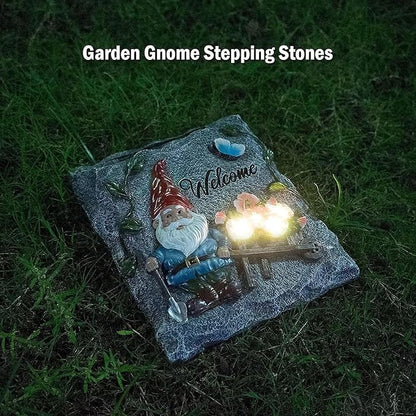 Generic Stepping Stones with Solar Lights, Waterproof LED Pathway Lights, Auto On/Off, 4 Pack Solar Powered Garden Paver Lights for Outdoor Walkway, Yard, Lawn, and Landscape Decoration, Gray