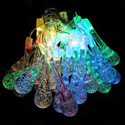 Hometown Evolution, Inc. Solar Powered LED Lights (30 LED, Solar Water Drop - 8 Foot - Multi Colored)