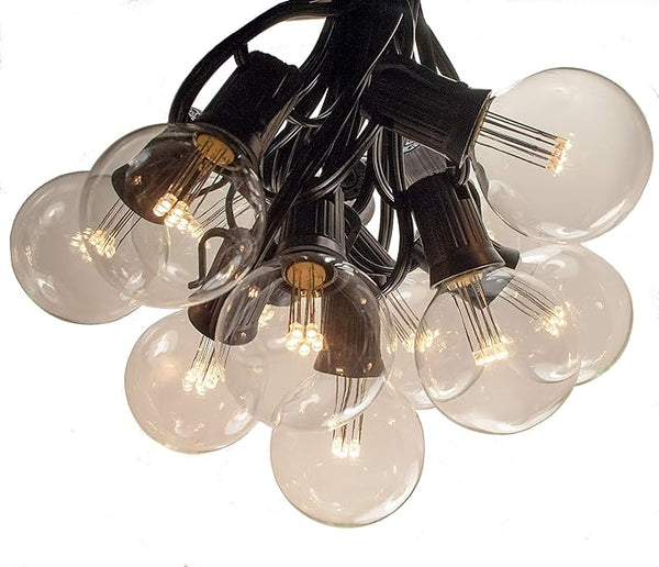Hometown Evolution, Inc. 100 Foot G50 LED String Lights (LED G50 2 Inch 0.6 Watt Bulbs - Black Wire) for Patio | Lumora