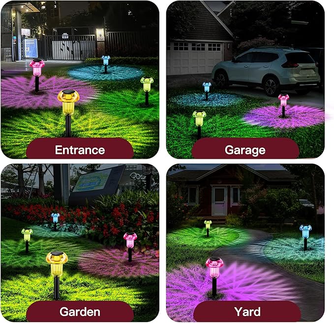 Solar Pathway Lights Outdoor 12 Packs, LED Driveway Light Solar Powered, Garden Decor, Mushroom SolarLights Outdoor Waterproof for Outside Yard, Sidewalk, Lawn, Patio, Landscape, Easter, Christmas