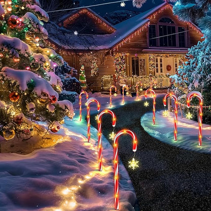 HELESIN 12 Piece Light Chain Candy Cane, LED Candy Stick Christmas Lighting Outdoor with Sparkling Snowflake, 12 Lighting Modes Candy Sticks Christmas Decor for Lawn, Terrace, Gifts