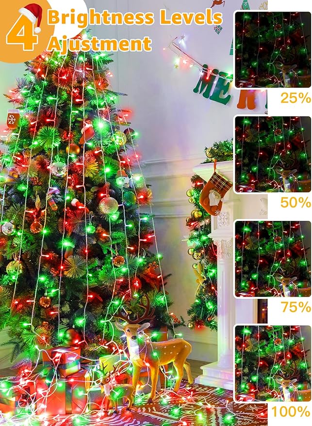 Christmas Lights 600 LED 98FT, Waterproof Outdoor String Lights with Remote and Timer, 8 Modes Dimmable Fairy | Lumora