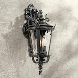 John Timberland Casa Marseille European Outdoor Wall Light Fixture Textured Black French 21 3/4" Clear Hammered | Lumora