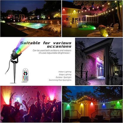 12W RGBW Low Voltage Landscape Lights, LED Color Changing Landscape Lighting,12V 24V Waterproof Outdoor Spotlight for Yard Garden Path Decor,12PACK