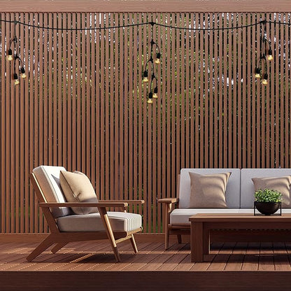 Feit Electric 12ft LED Outdoor Fence String Lights, 10 Sockets, 12pc. S14 LED Bulbs Included, E26 Base, 10 Watts, 2200K, Amber, SLM12-10/FIL