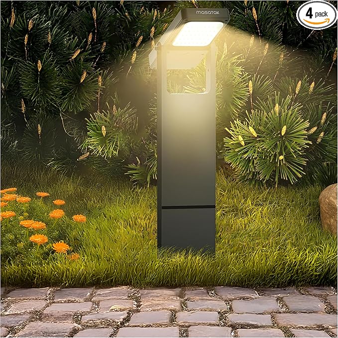 Solar Pathway Lights Outdoor with 360° Adjustable Head, 40 LED Warm White Yard Lights, Waterproof IP65, Solar Powered Landscape Light for Garden & Driveway with 2 Brightness Modes (4-Pack)