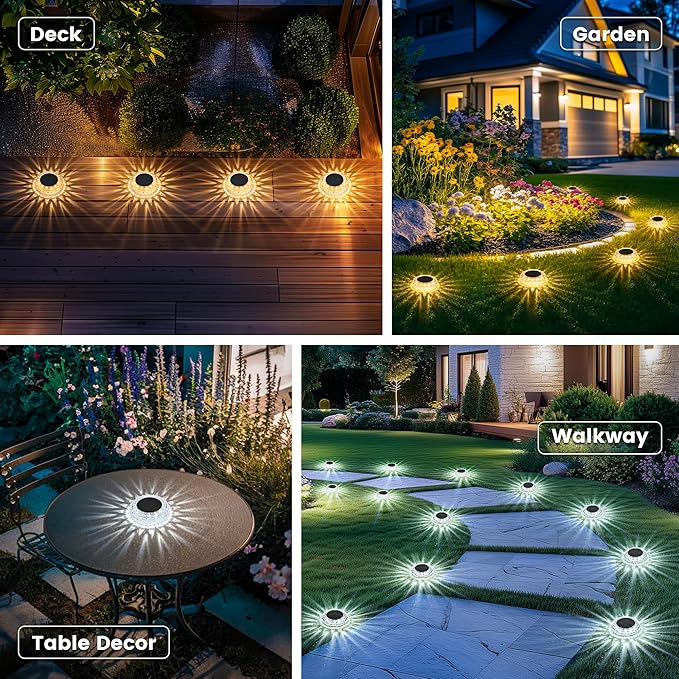 SOLPEX Solar Outdoor Ground Lights, 2 Lighting Models Deck Lights, Solar Powered Backyard Decor, IP67 Waterproof | Lumora