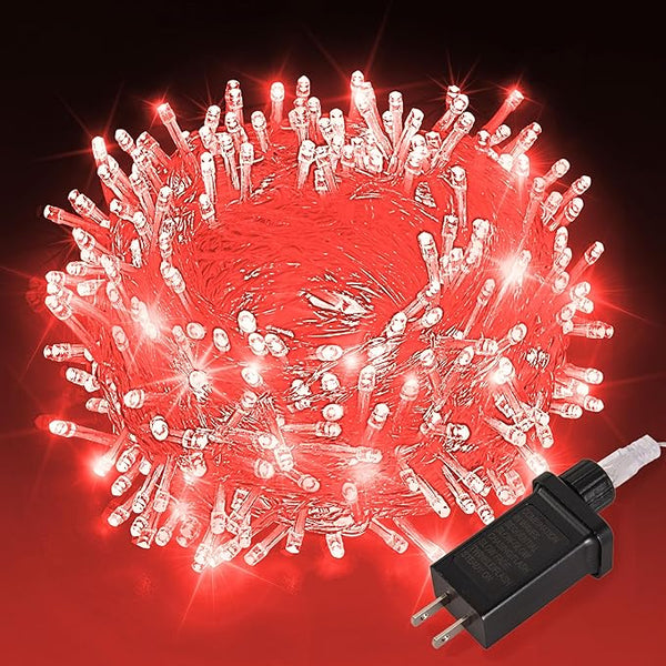 100 LED Red String Lights 33ft, Plug in Fairy Lights with 8 Lighting Modes, Indoor Outdoor Waterproof Decorative | Lumora