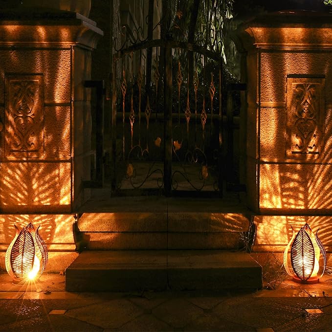 Solar Outdoor Lights Garden Decor Waterproof Crackle Glass Globe,Metal Yard Art Outdoor Solar Garden Lights for | Lumora
