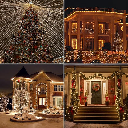 Solar String Lights for Outside, 2 Pack 200 Led Solar Christmas Lights Outdoor Waterproof 82ft Solar Fairy Lights 8 Lighting Mode Solar String Lights Idea for Garden,Courtyards,Trees(Warm White)