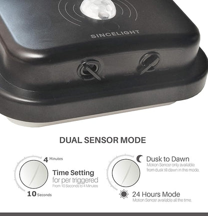 SINCELIGHT LED Bulkhead 20W with PIR Motion Sensor and Dusk to Dawn Photosensor, Dual Mode Switchable and Trigger Lighting Time Adjustable
