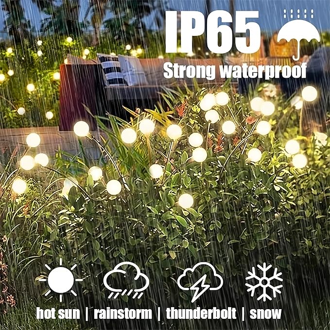 Solar Lights Outdoor(4 Pack, 40 LEDs),Solar Garden Lights with Twinkling & Steady Modes, Outdoor Decorations, Firefly Light for Patio Decor, Big Bulb, Unique Gifts for Women, Gifts for Grandma