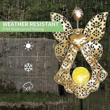Memorial Solar Lights for Grave with Flowers Decorations Eternal Lighted Angels for Outdoor Cemetery Angel Garden Stake Memorial Gifts for Gravesite