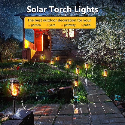 Toodour Solar Torch Flame Lights, 12 Pack Solar Lights Outdoor with Flickering Flame, Waterproof Patio Light Landscape Decoration Lighting for Garden, Lawn, Yard, Outdoor Decorations
