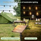150FT Solar String Lights Outdoor with Remote, USB, Timer & 62 Shatterproof Bulbs, 2200K Soft Warm White, Dimmable | Lumora