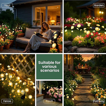 Solar Garden Lights, 4pack Warm White LED Solar Lights for Outside, Swaying Mushroom Lights Outdoor Decorative, Waterproof Light Decor for Yard,Lawn,Patio,Pathway Decoration