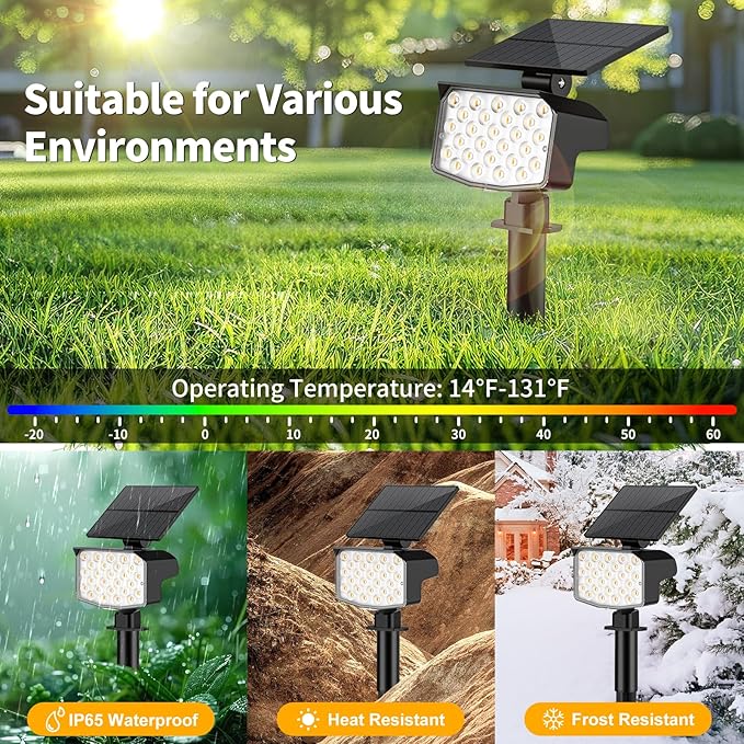 Solar Spot Lights Outdoor Waterproof Adjustable Solar Powered Landscape Lights for Yard 3 Long Time Lighting Modes | Lumora