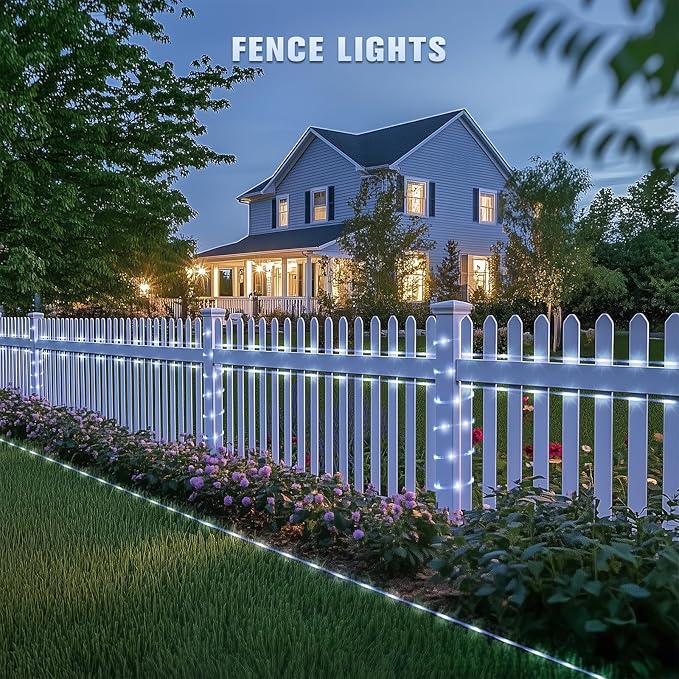 JMEXSUSS 2 * 200 LED White Solar Rope Lights, 66ft IP 65 Waterproof Solar String Light Outdoor, 8 Modes Christmas | Lumora
