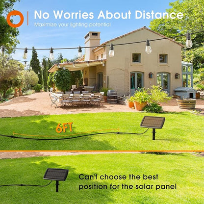 addlon 54FT Solar String Lights with 6FT Extension Cable