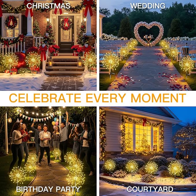 suddus Solar Garden Lights Outdoor Waterproof Decorative, Upgrade 2Pack 150LED Firework Lights, Solar Fairy Lights | Lumora